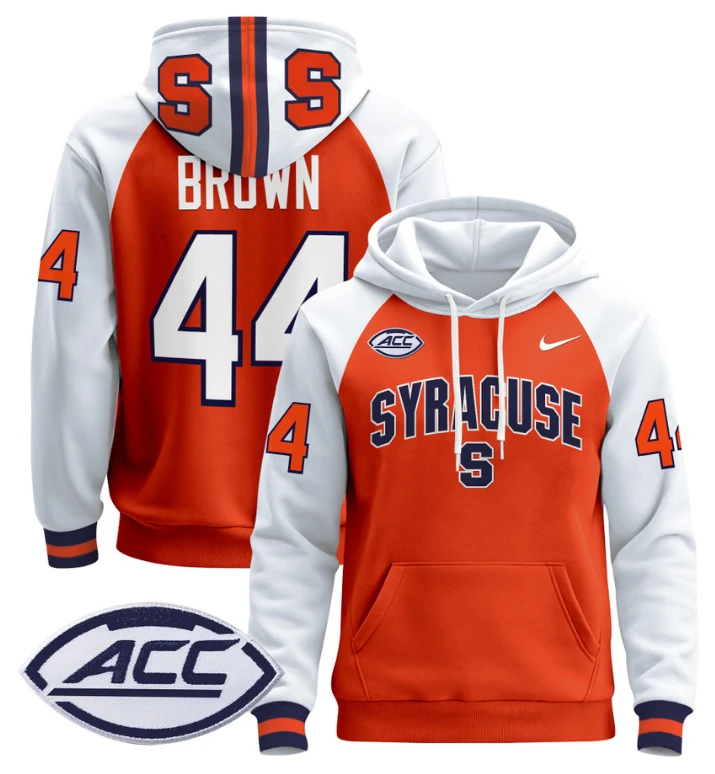 Men's Jim Brown Hoodie #44 Syracuse Orange 2024 Pullover V2 by Hoodie Pullover