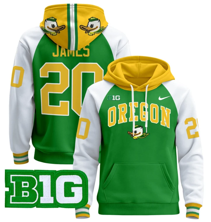 Men's Jordan James Hoodie #20 Oregon Ducks 2024 Pullover V2 by Hoodie Pullover