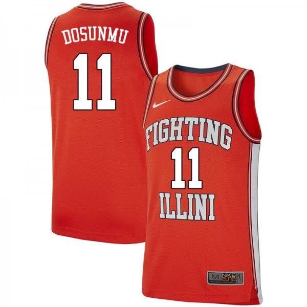 Men's Fighting Illini #11 Ayo Dosunmu Jersey Retro Orange Stitched College Basketball Jerseys by My store basketball