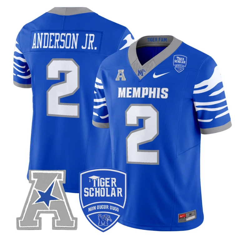 Mario Anderson Jr Jersey #2 Memphis Tigers 2024 Vapor Limited Stitched Royal by My Store