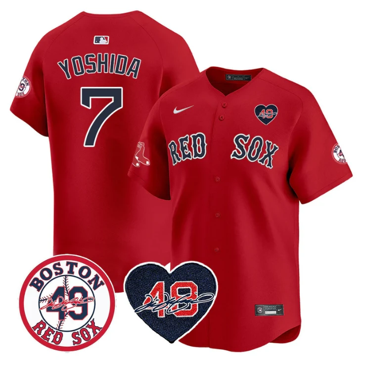 Masataka Yoshida Jersey #7 Boston Red Sox Tim Wakefield Memorial Patch Stitched Red by My Store