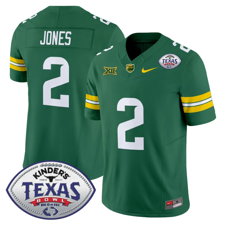 Matt Jones Jersey #2 Baylor Bears 2024 Texas Bowl Football Stitched Green by My Store