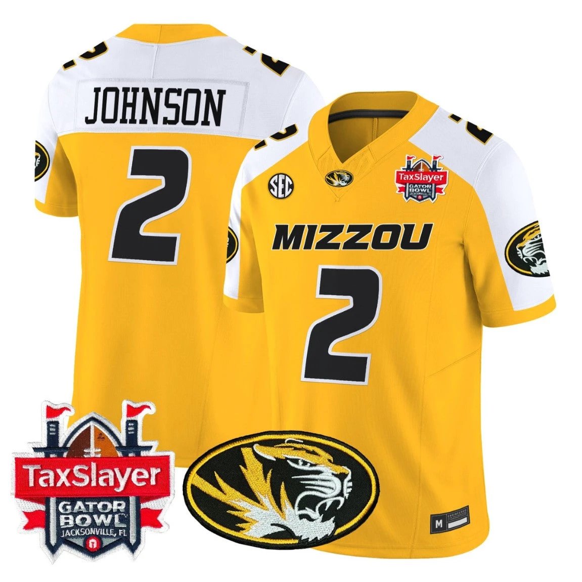 Marquis Johnson Jersey #2 Missouri Tigers 2025 Gator Bowl Vapor Stitched by My Store NCAA Football Jerseys