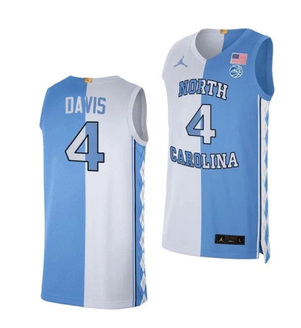 Men's #4 R.J. Davis Jersey North Carolina Tar Heels College Basketball Jerseys Blue White by My store basketball