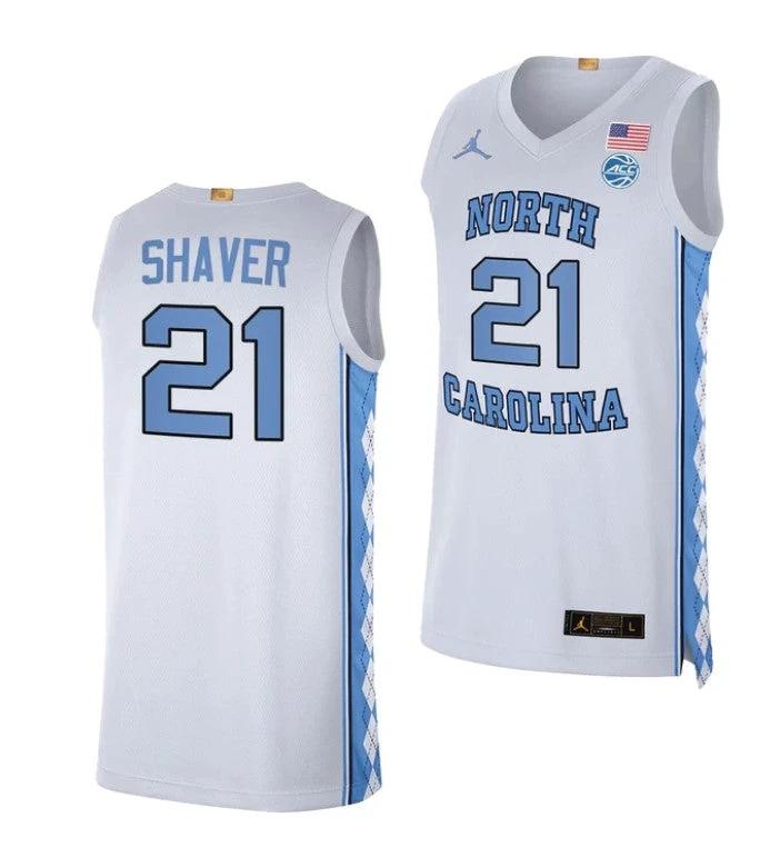 Men's #21 Will Shaver Jersey North Carolina Tar Heels College Basketball Jerseys White by My store basketball