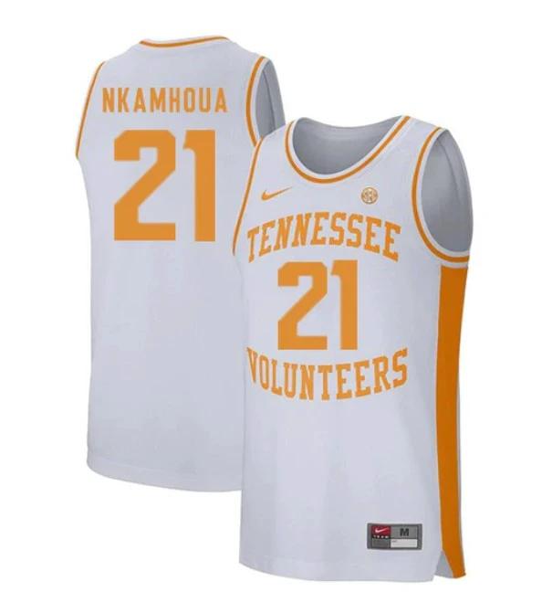 Men's #21 Olivier Nkamhoua Jersey Tennessee Volunteers College Basketball Jerseys White by My store basketball