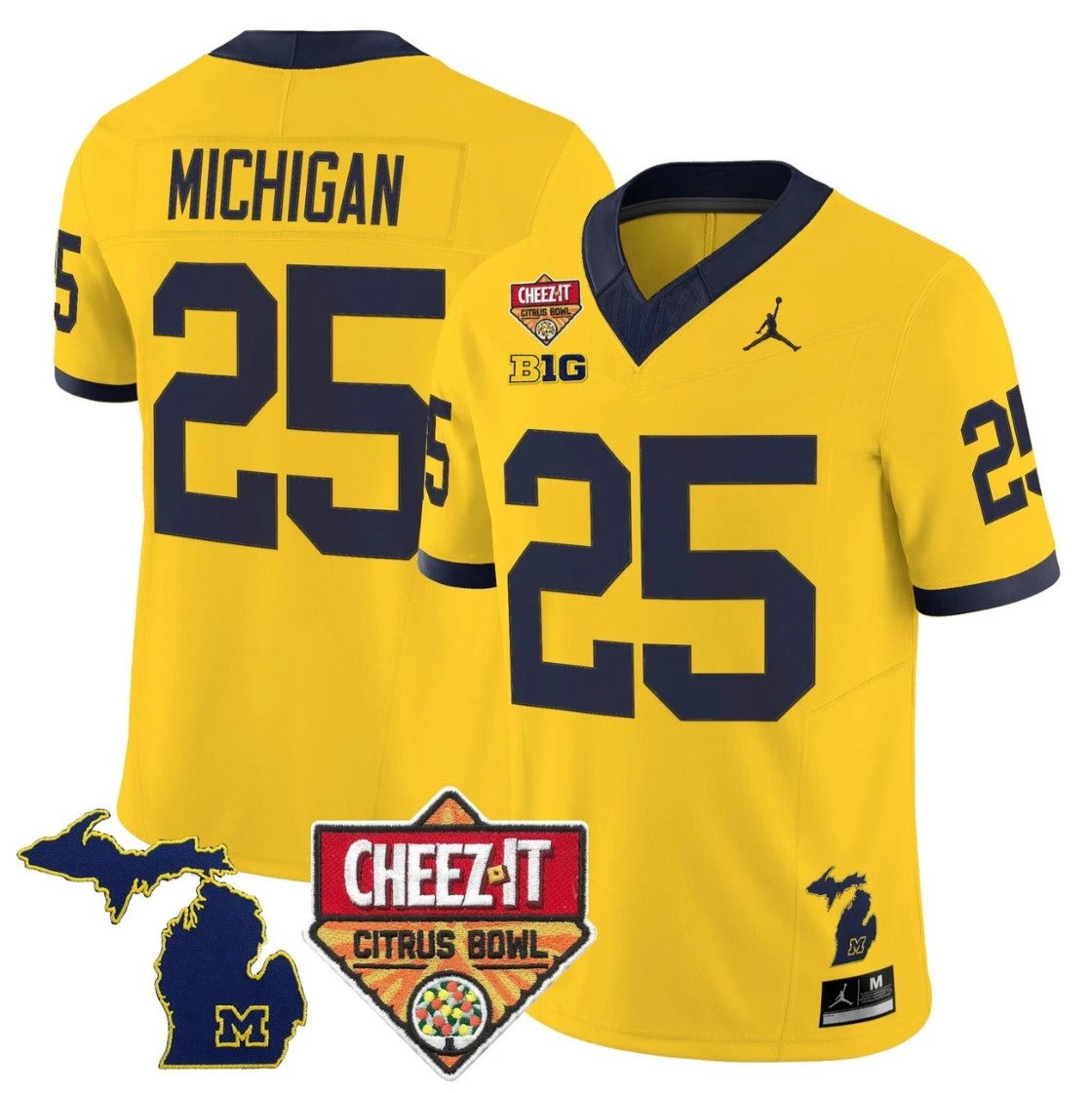Michigan Jersey #25 Michigan Wolverines 2025 Cheez-It Citrus Bowl Stitched by My Store NCAA Football Jerseys