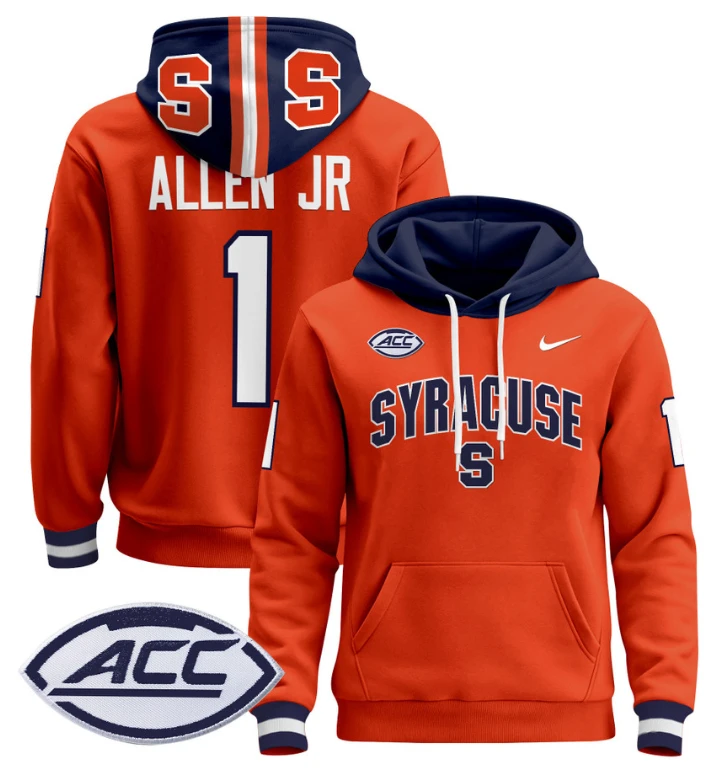 Men's LeQuint Allen Hoodie #1 Syracuse Orange 2024 Pullover V2 by Hoodie Pullover