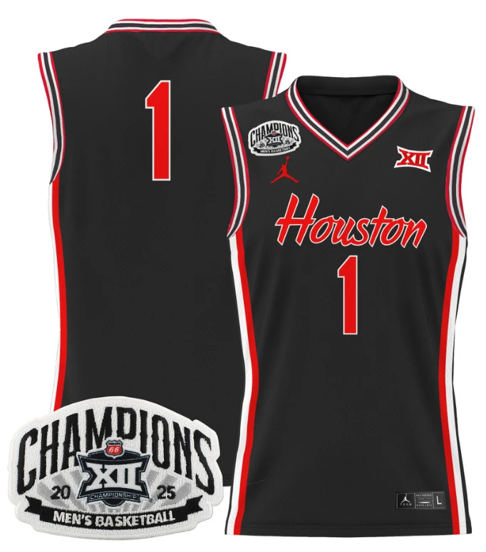 Men Team Jersey #1 Houston Cougar 2025 Big 12 Champions Stitched Black by My store basketball