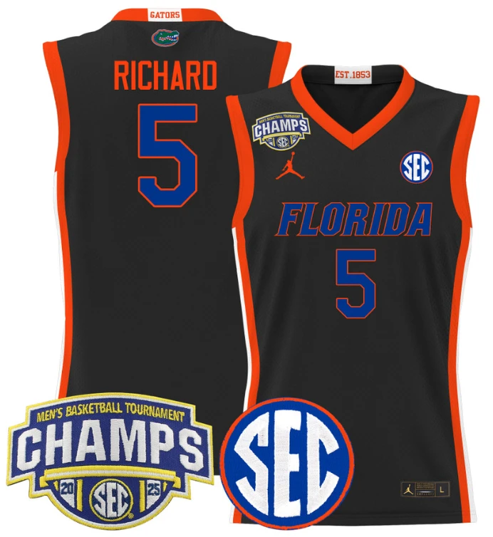 Men Will Richard Jersey #5 Florida Gators 2025 SEC Champions Stitched Black by My store basketball