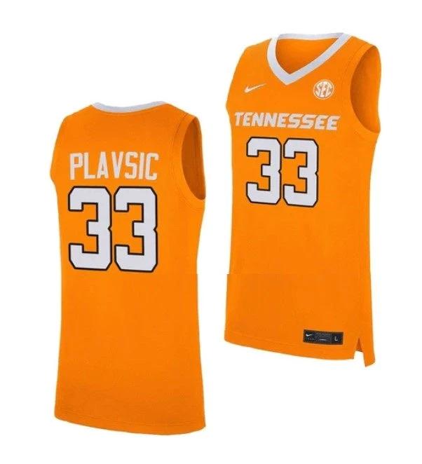 Men's #33 Uros Plavsic Jersey Tennessee Volunteers College Basketball Jerseys Orange by My store basketball