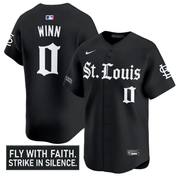 Masyn Winn Jersey #0 St. Louis Cardinals Gothic Legacy Edition Vapor Stitched Black by My Store