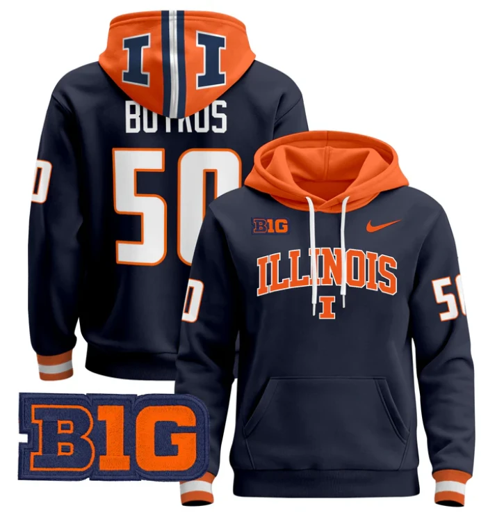 Dick Butkus Hoodie #50 Illinois Fighting Illini 2024 Pullover by Hoodie Pullover
