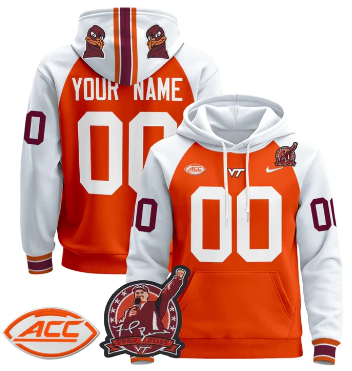 Men's Custom Virginia Tech Hokies Hoodie Pullover 2024 Stitched by Hoodie Pullover
