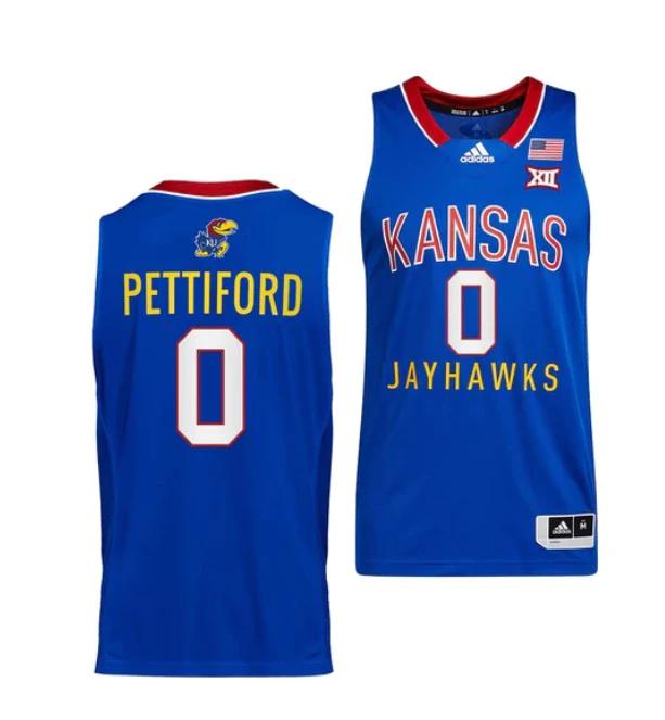 Men's #0 Bobby Pettiford Jr Jersey Kansas Jayhawks College Basketball Jerseys Royal Throwback by My store basketball