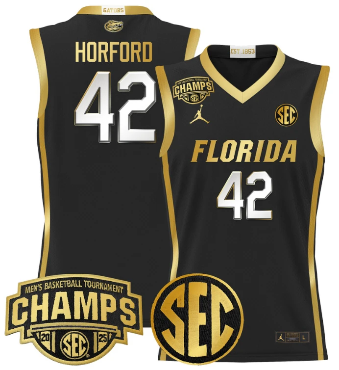 Men Al Horford Jersey #42 Florida Gators 2025 SEC Champions Stitched Black Gold by My store basketball