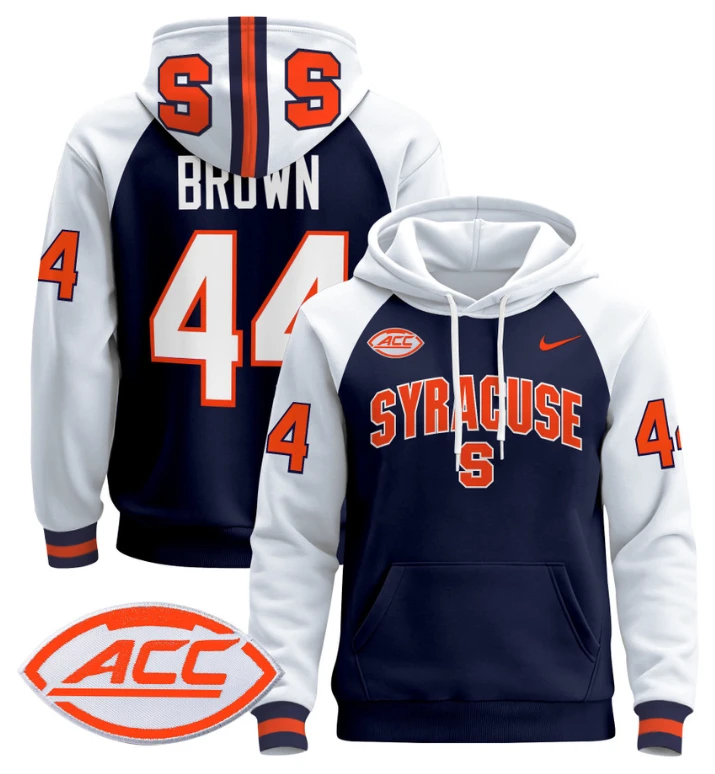 Men's Jim Brown Hoodie #44 Syracuse Orange 2024 Pullover V2 by Hoodie Pullover