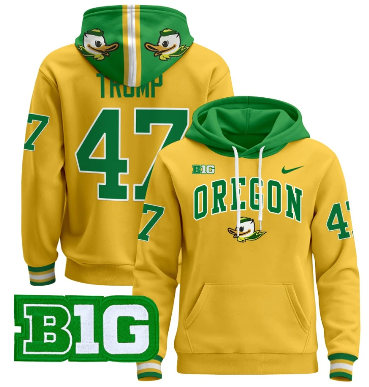 Men's Donald Trump Hoodie #47 Oregon Ducks 2024 Pullover V2 by Hoodie Pullover