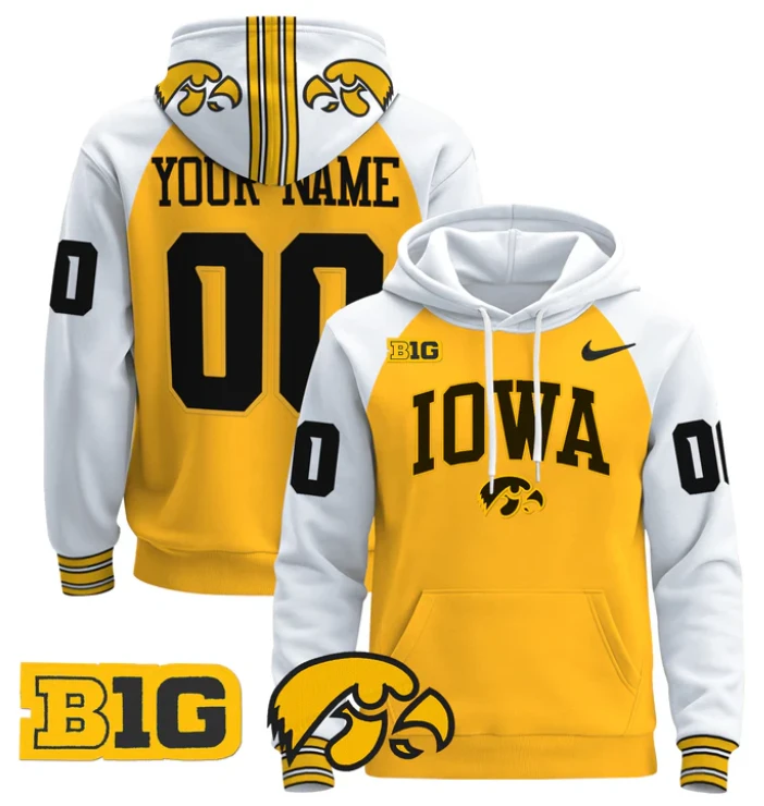 Custom Iowa Hawkeyes Hoodie 2024 Pullover V2 Stitched by Hoodie Pullover