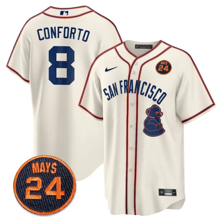 Michael Conforto Jersey #8 San Francisco Giants #24 Willie Mays Patch 2024 Premier Cream by My Store