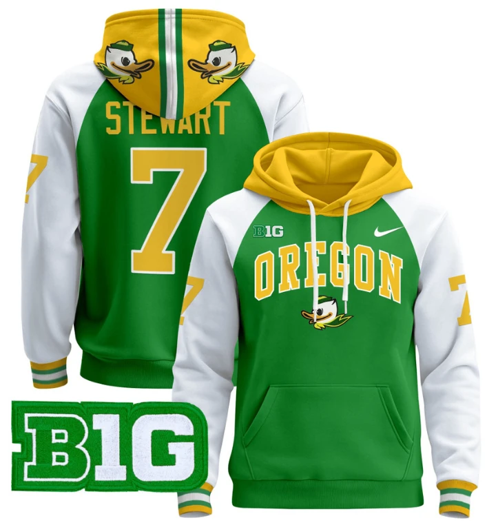 Men's Evan Stewart Hoodie #7 Oregon Ducks 2024 Pullover V2 by Hoodie Pullover