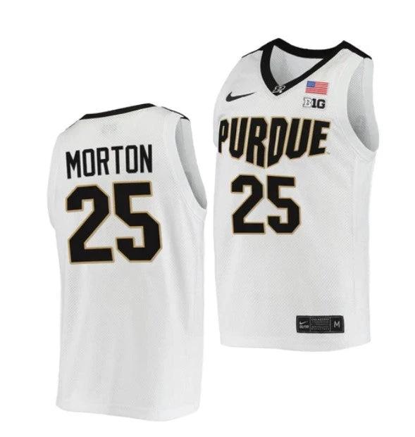 Men's #25 Ethan Morton Jersey Purdue Boilermakers College Basketball Jerseys White 2022 by My store basketball