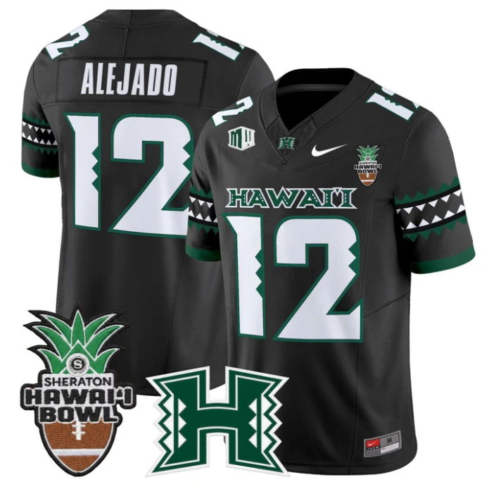 Micah Alejado Jersey #12 Hawai'i Rainbow 2025 Hawai'i Bowl Stitched by My Store NCAA Football Jerseys