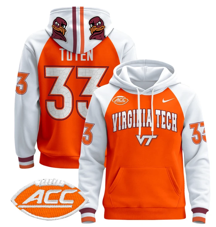 Bhayshul Tuten Hoodie #33 Virginia Tech Hokies Pullover by Hoodie Pullover
