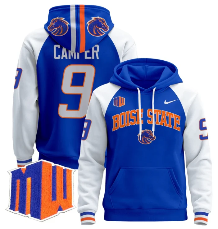 Cameron Camper Hoodie #9 Boise State Broncos Pullover V3 by Hoodie Pullover