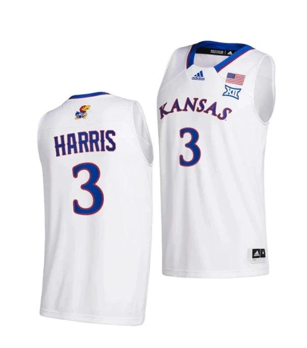 Men's #3 Dajuan Harris Jr Jersey Kansas Jayhawks College Basketball Jerseys White 2021 by My store basketball