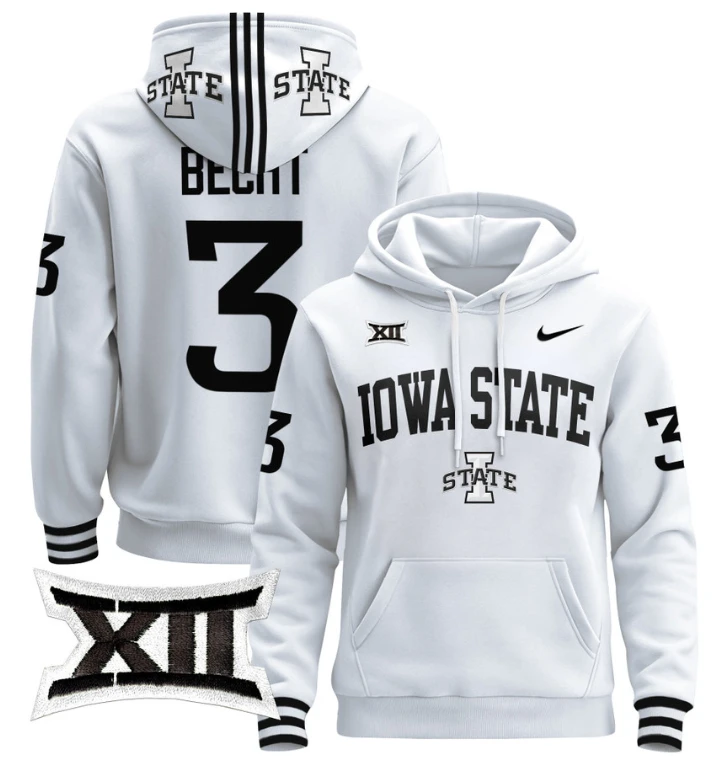 Men's Rocco Becht Hoodie #3 Iowa State Cyclones 2024 Pullover V2 by Hoodie Pullover