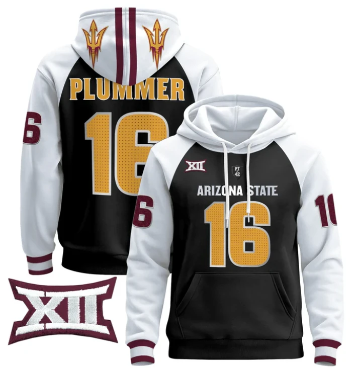 Jake Plummer Hoodie #16 Arizona State Pullover Stitched by Hoodie Pullover