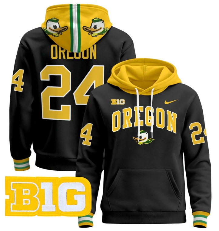 Men's Oregon Hoodie #24 Oregon Ducks 2024 Pullover V2 by Hoodie Pullover