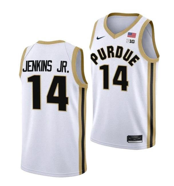 Men's #14 David Jenkins Jr Jersey Purdue Boilermakers College Basketball Jerseys White by My store basketball