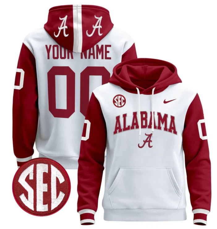 Men's Custom Alabama Crimson Tide Hoodie Name, Number 2024 Pullover by Hoodie Pullover