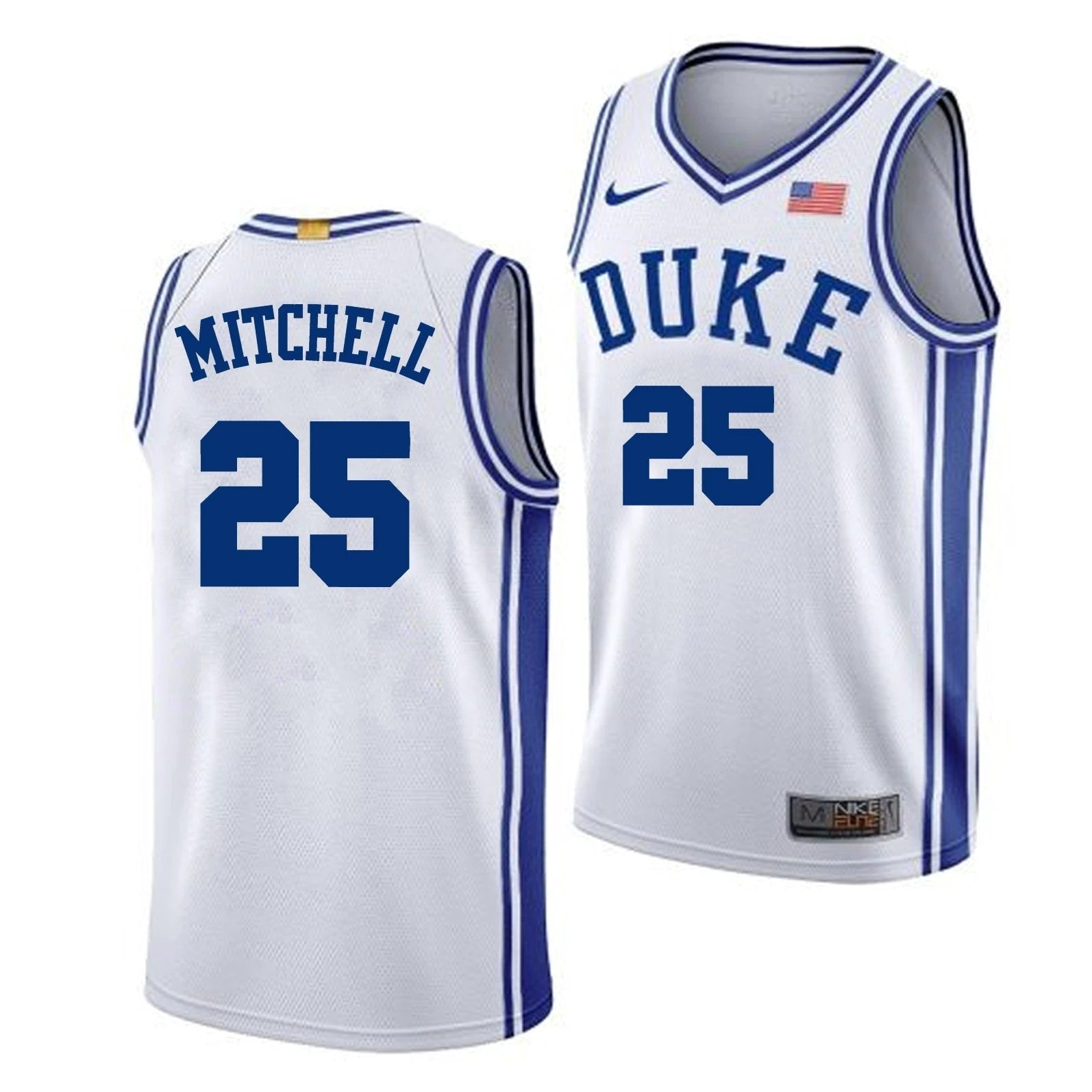 Mark Mitchell Jersey #25 Duke Blue Devils College Basketball White by My store basketball
