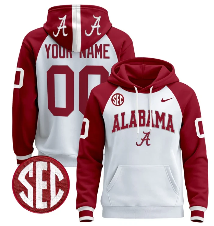 Men's Custom Alabama Crimson Tide Hoodie Name, Number 2024 Pullover by Hoodie Pullover