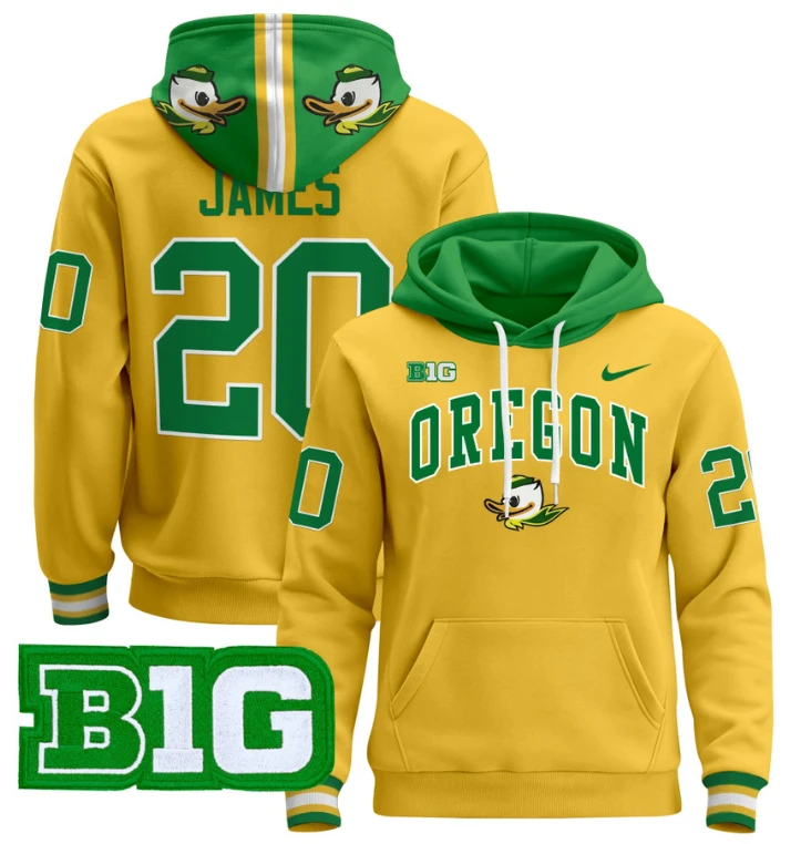 Men's Jordan James Hoodie #20 Oregon Ducks 2024 Pullover V2 by Hoodie Pullover