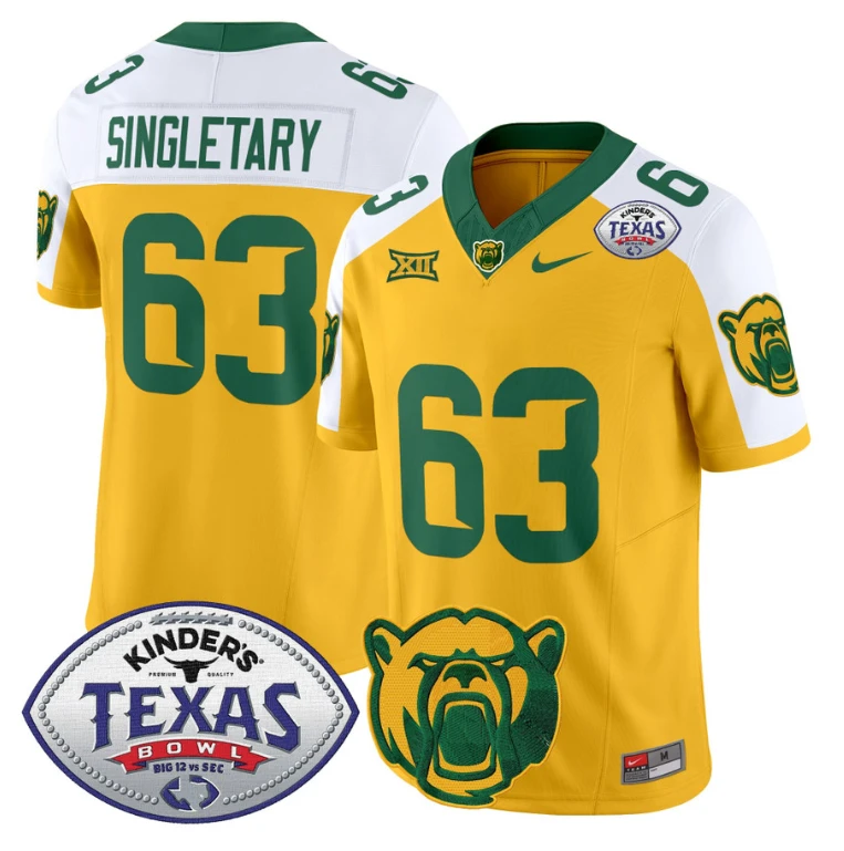 Mike SingletaryJersey #63 Baylor Bears 2024 Texas Bowl Football Gold Alternate by My Store