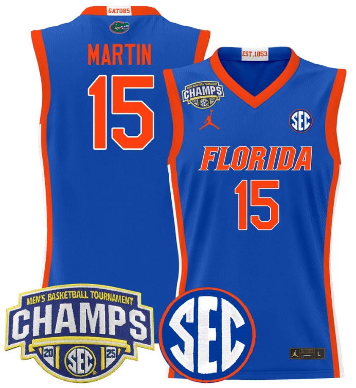 Men Alijah Martin Jersey #15 Florida Gators 2025 SEC Champions Stitched Royal by My store basketball