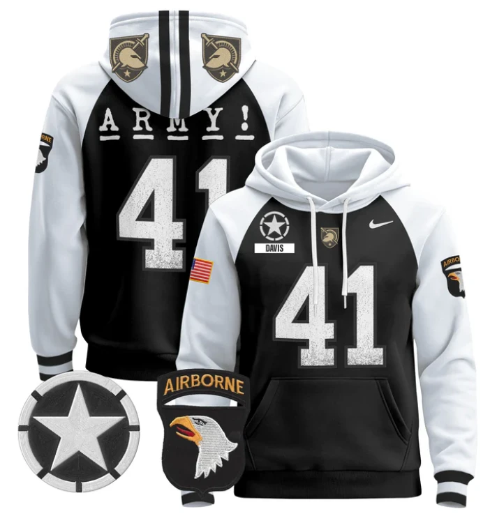 Men's Glenn Davis Hoodie #41 Army Black Knights Pullover V2 by Hoodie Pullover