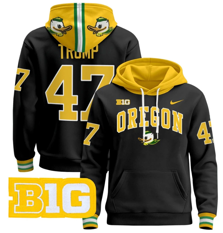 Men's Donald Trump Hoodie #47 Oregon Ducks 2024 Pullover V2 by Hoodie Pullover