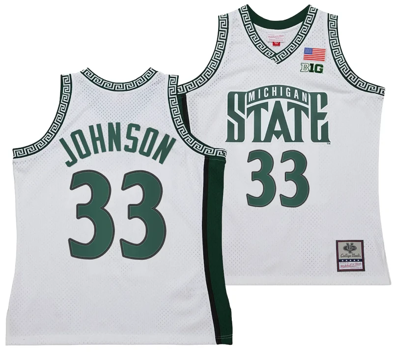 Magic Johnson Jersey #33 Michigan State Spartans 125th Basketball Anniversary 1999 Throwback White by My store basketball
