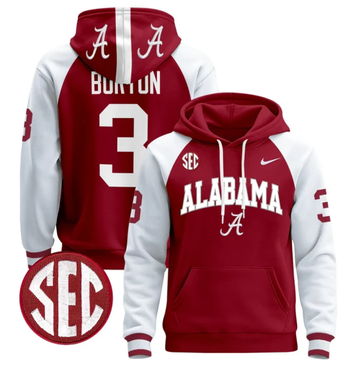 Men's Jermaine Burton Hoodie #3 Alabama Crimson Tide 2024 Pullover by Hoodie Pullover