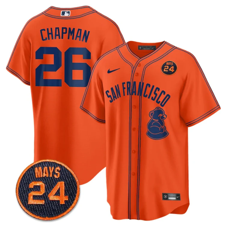 Matt Chapman Jersey #26 San Francisco Giants #24 Willie Mays Patch 2024 Vapor Premier Orange Limited by My Store