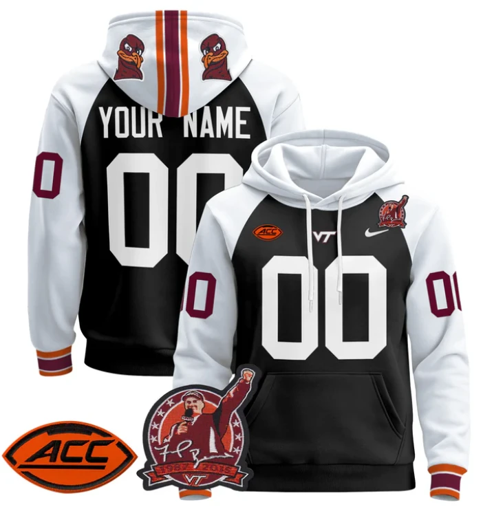Men's Custom Virginia Tech Hokies Hoodie Pullover 2024 Stitched by Hoodie Pullover
