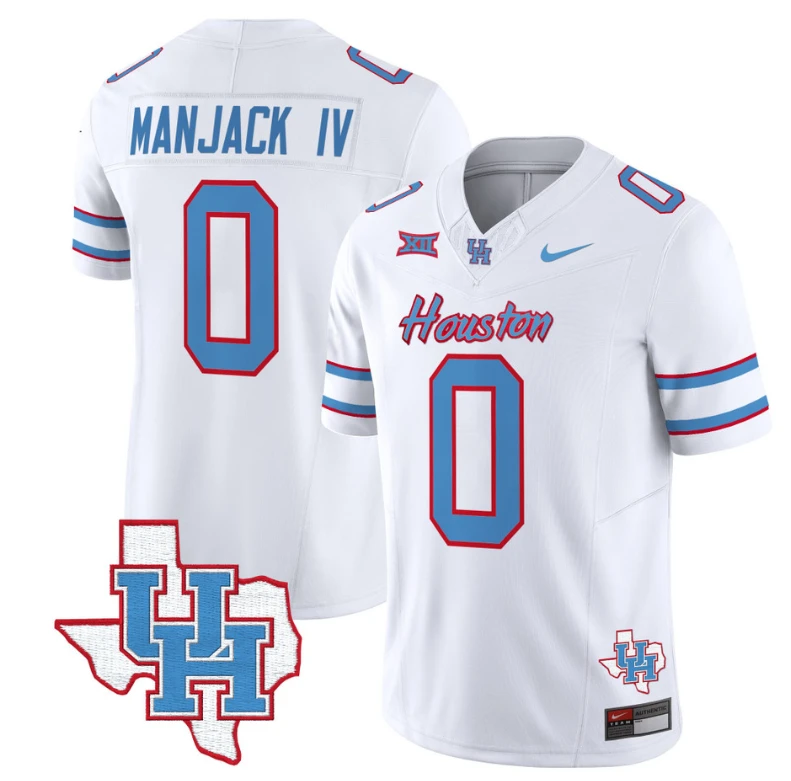 Manjack IV Jersey #0 Houston Cougars Oilers Inspired Vapor College Football Limited Stitched White (Copy) by My Store