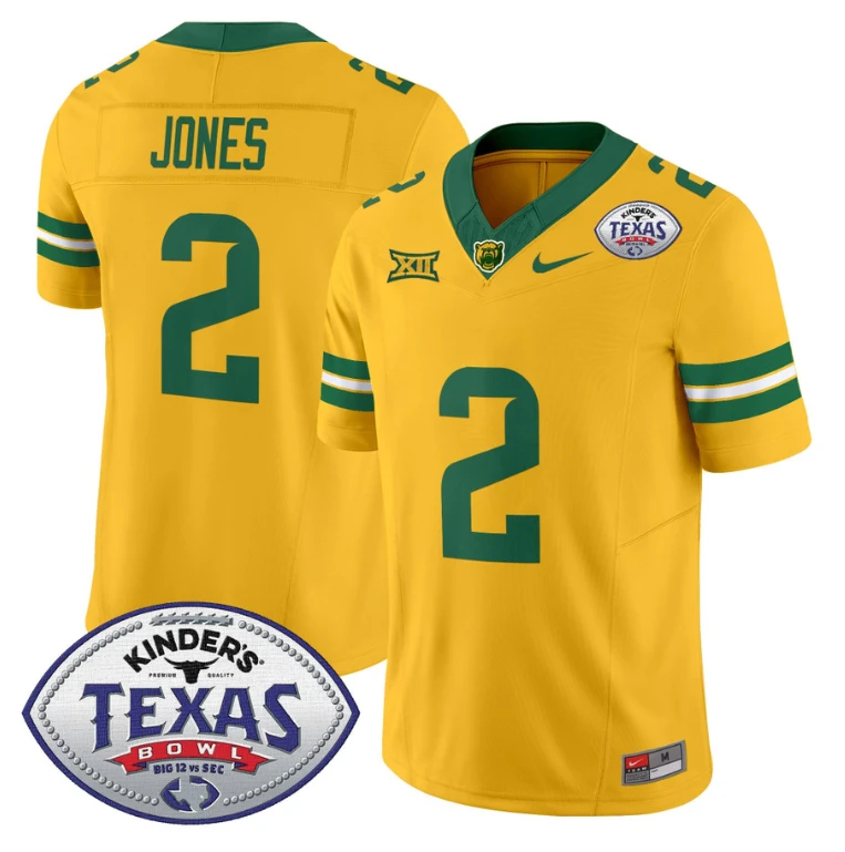 Matt Jones Jersey #2 Baylor Bears 2024 Texas Bowl Football Stitched Gold by NCAA Football Jersey