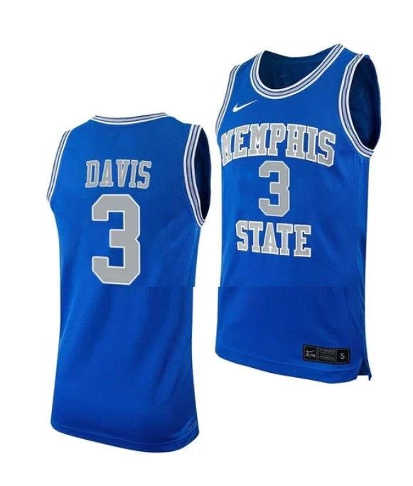 #3 Kendric Davis Jersey Memphis Tigers College Basketball Jerseys Royal by My store basketball