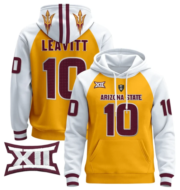 Sam Leavitt Hoodie #10 Arizona State Pullover Stitched V4 by Hoodie Pullover